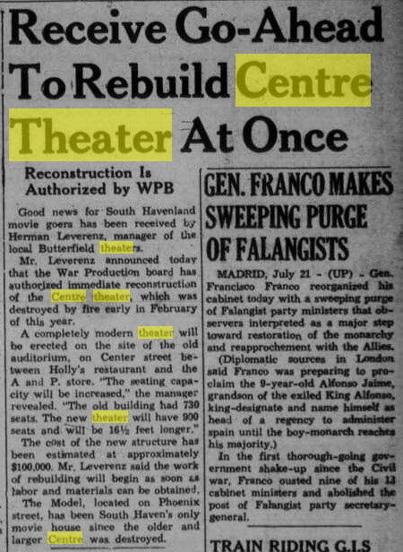 Centre Theater - JUL 21 1945